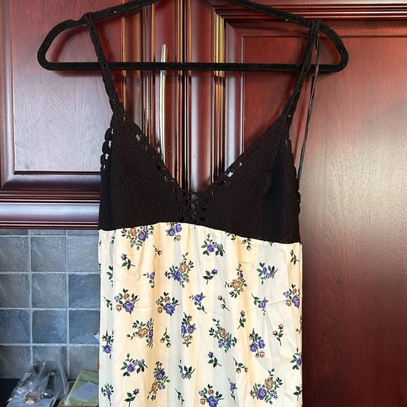 ZARA Satin Crochet Maxi Dress size small - Picture 6 of 7